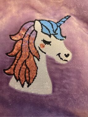 BCBGirls Purple Unicorn Sequin Hoodie with Blue and Orange Details